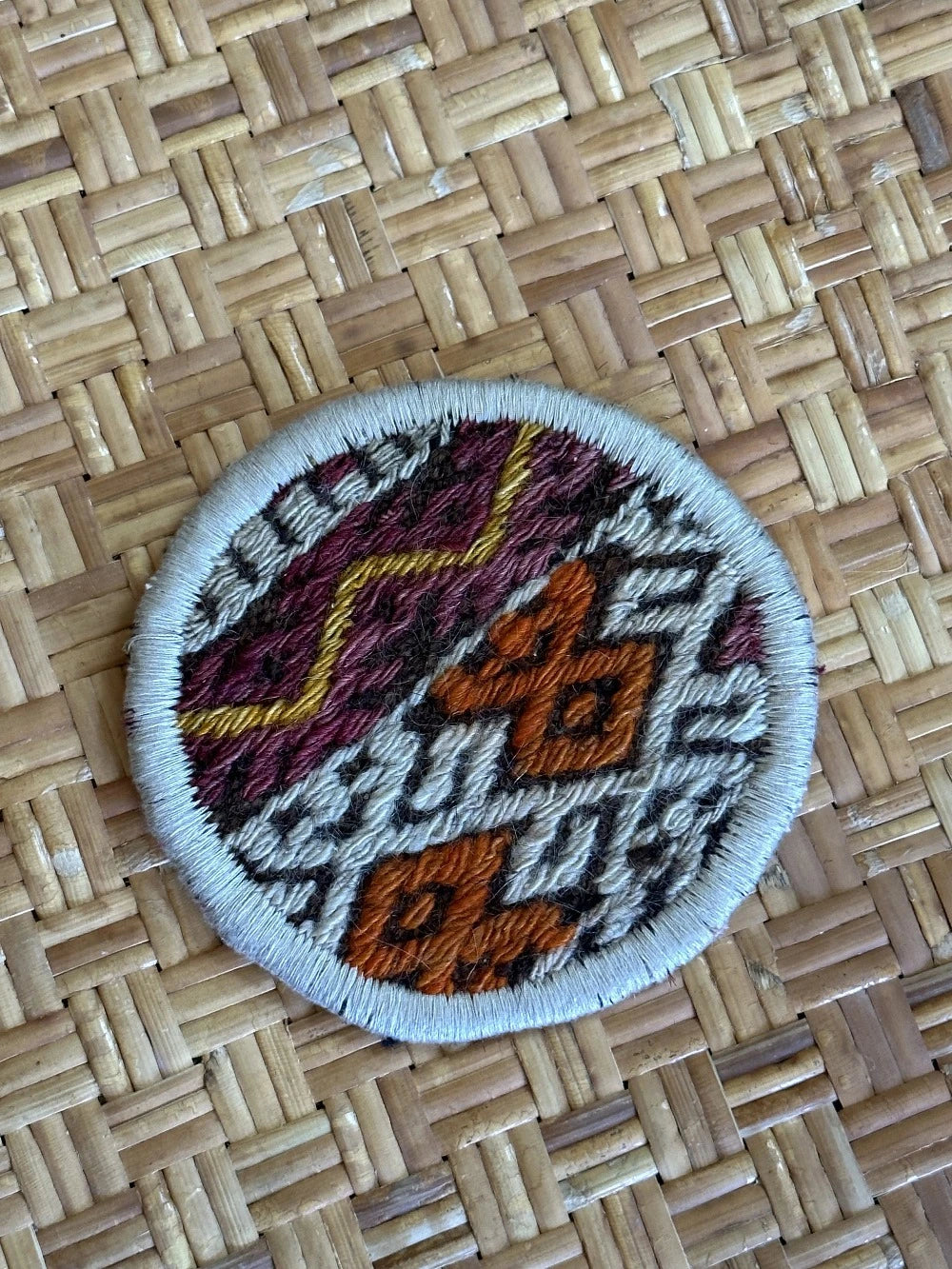 Turkish coaster set featuring colorful geometric design measuring 5 inches in diameter