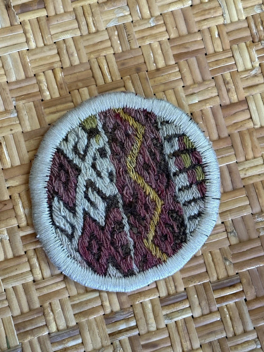 Turkish coaster set featuring colorful geometric design measuring 5 inches in diameter