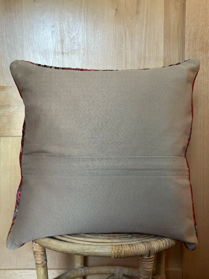 20 by 20 colorful embroidered turkish kilim throw pillow