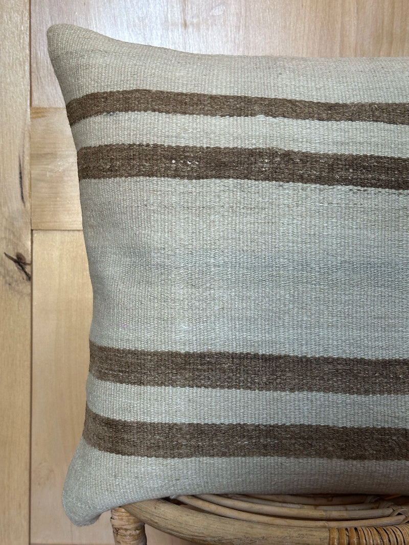 20 by 20 neutral striped turkish kilim throw pillow