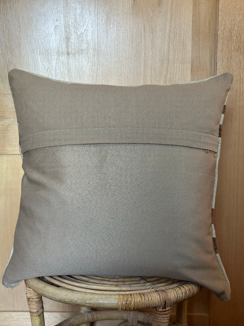 20 by 20 neutral striped turkish kilim throw pillow