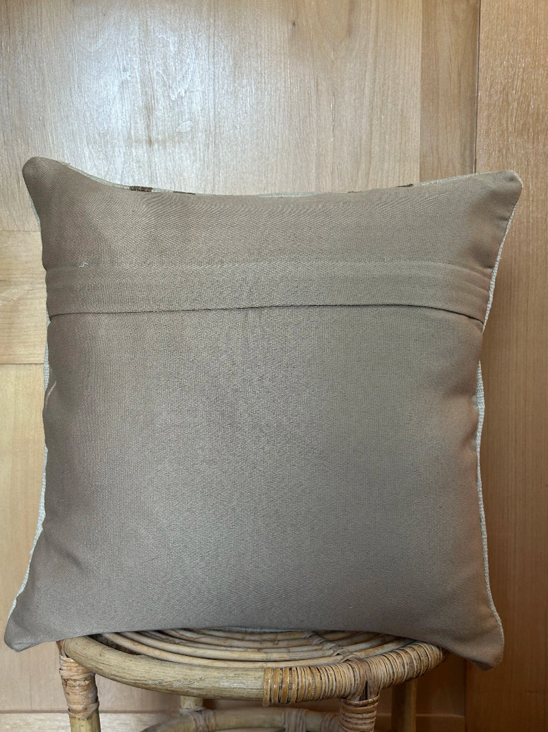 20 by 20 Neutral Striped Turkish Kilim Throw Pillow