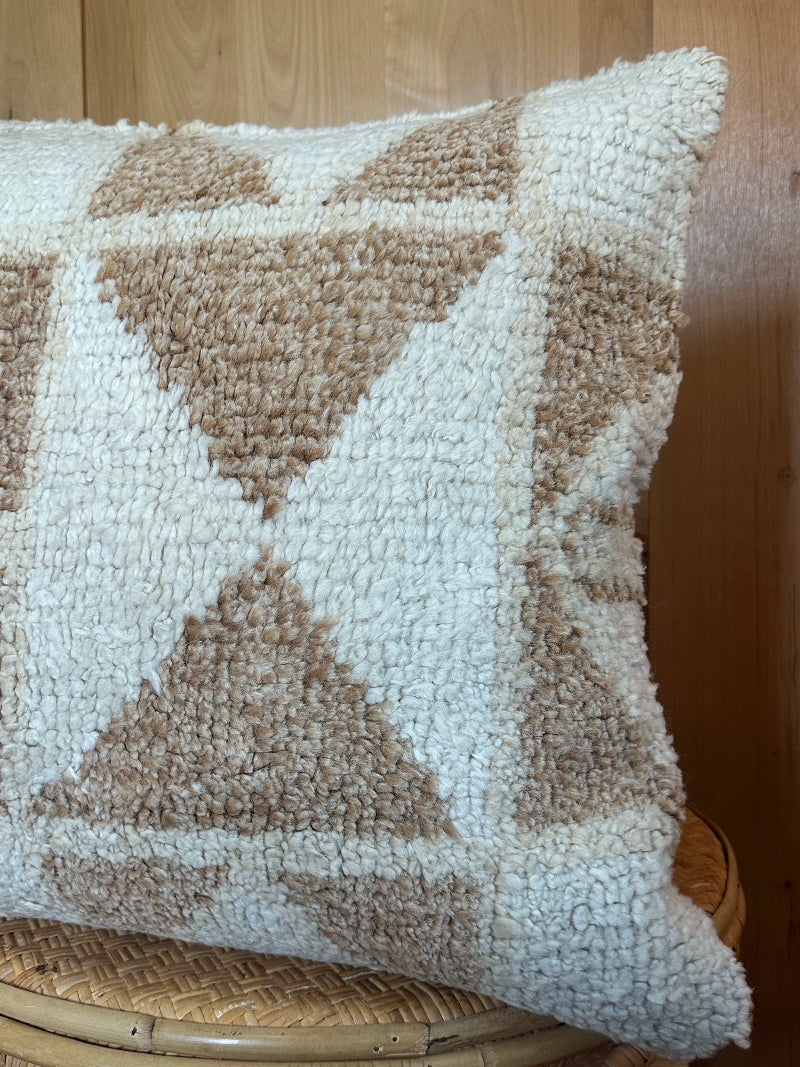 26 by 26 neutral white and tan shaggy turkish throw pillow