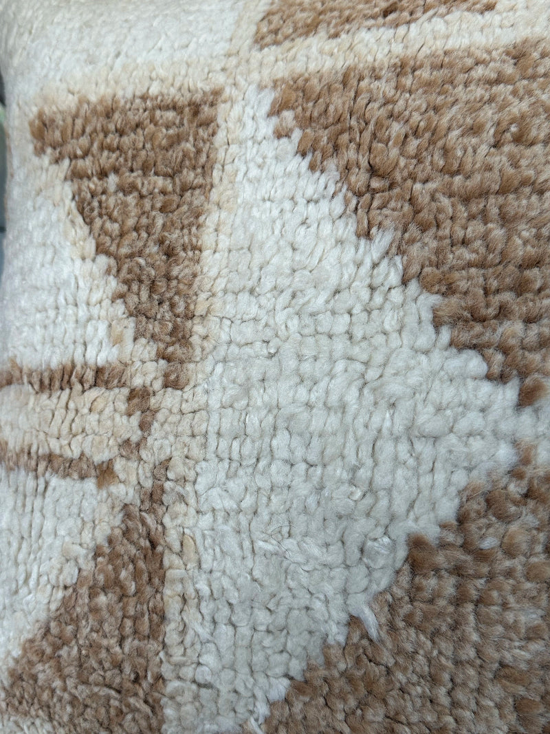 26 by 26 neutral white and tan shaggy turkish throw pillow