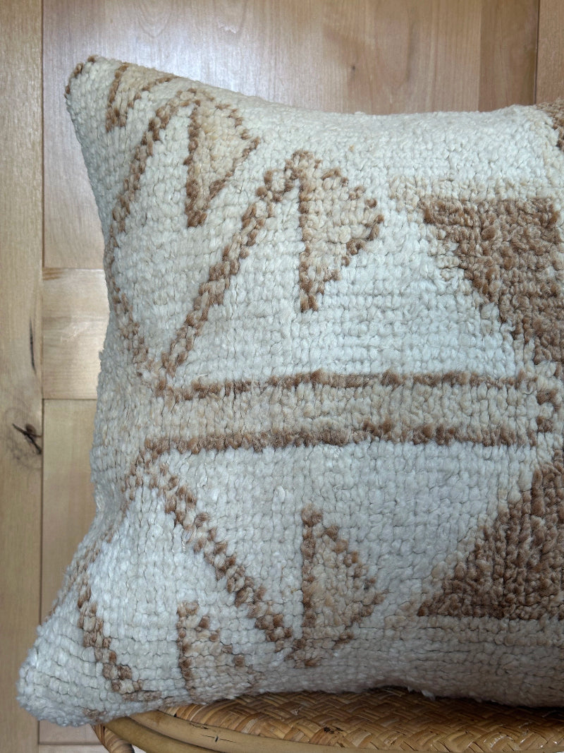 26 by 26 neutral cream and brown turkish high pile throw pillow