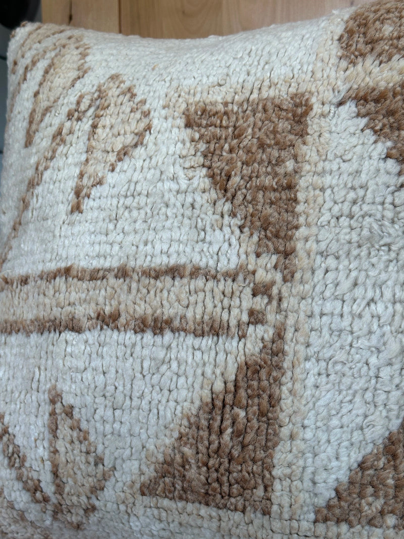 26 by 26 neutral cream and brown turkish high pile throw pillow