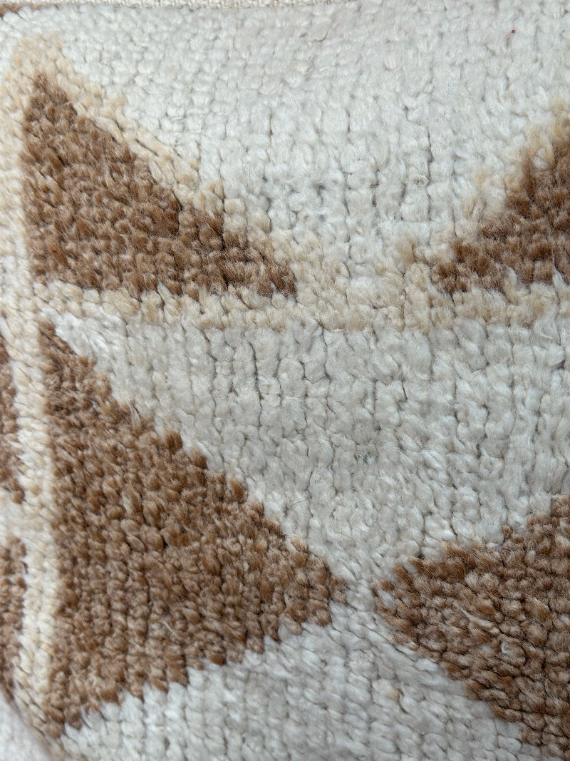Cream and tan geometric turkish floor pouf