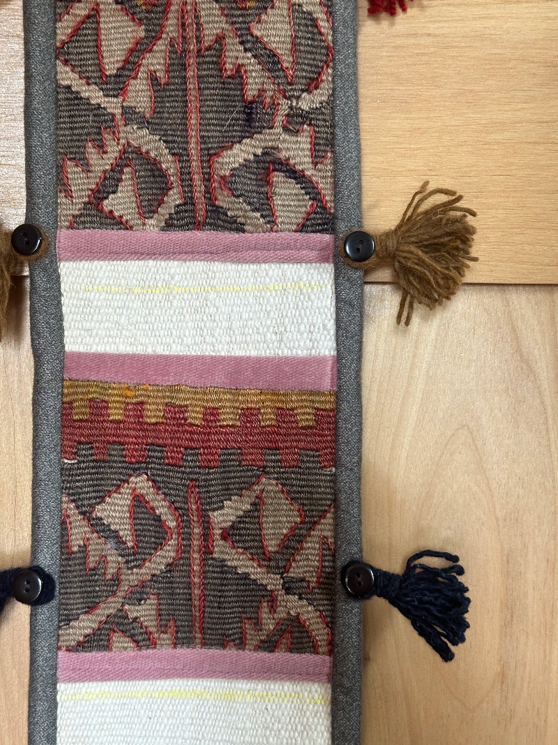 neutral green and pink 3 pocket fabric wall organizer from Turkey