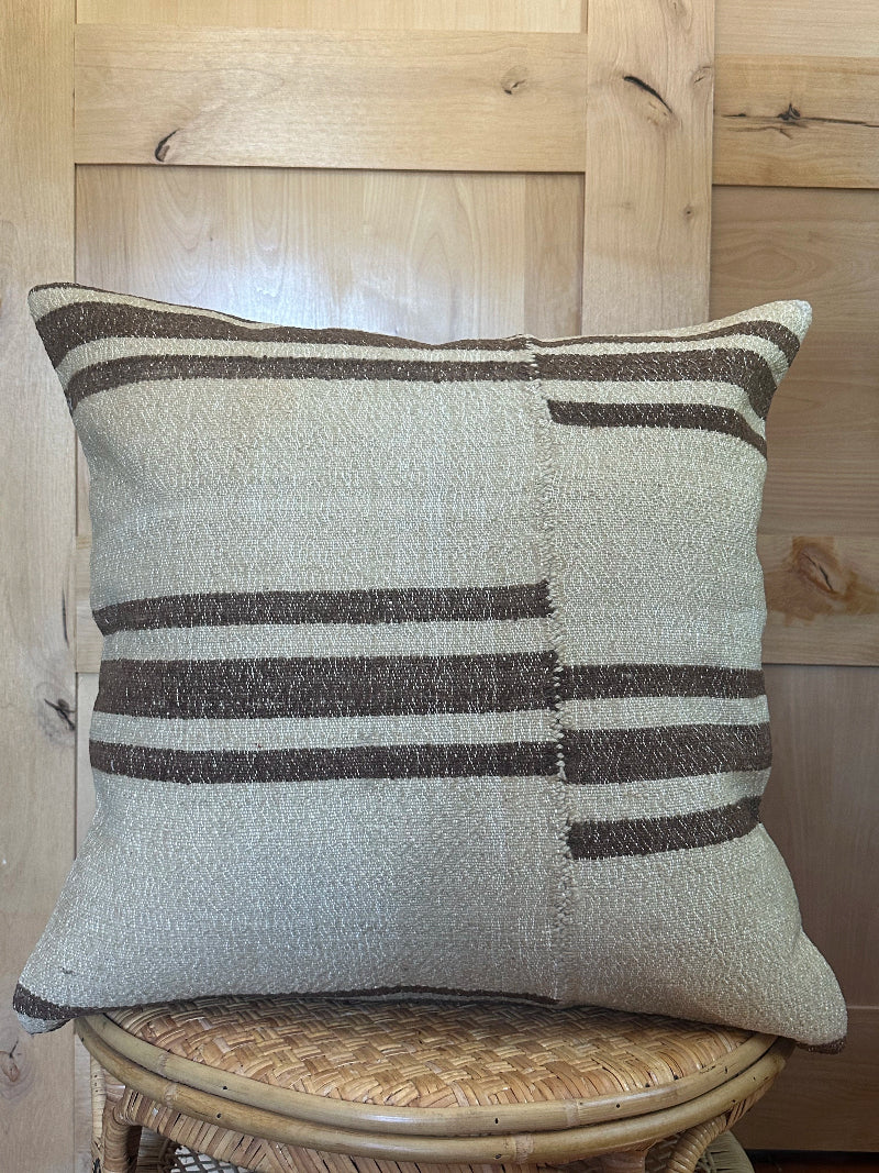 24 by 24 neutral patchwork turkish kilim throw pillow