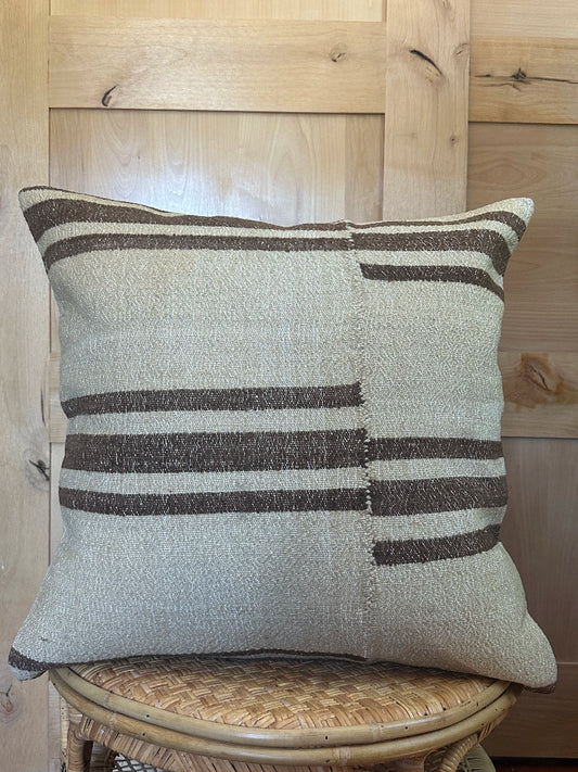 24 by 24 neutral patchwork turkish kilim throw pillow