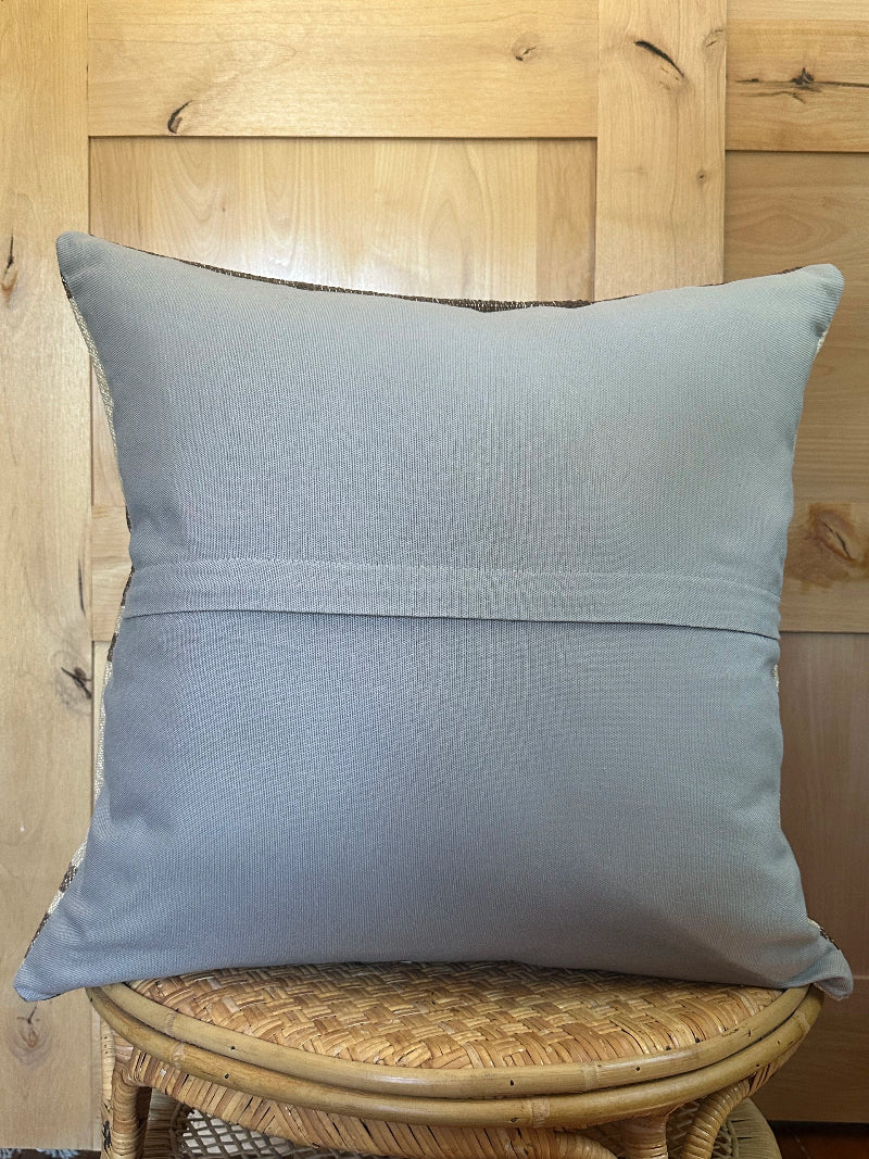 24 by 24 neutral patchwork turkish kilim throw pillow