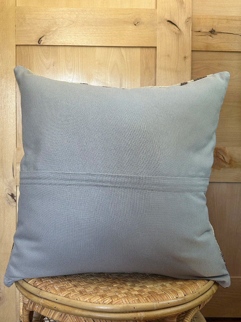 24 by 24 neutral patchwork turkish kilim throw pillow