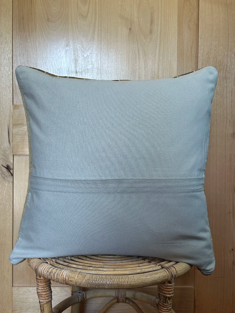 Neutral striped Turkish kilim 20 by 20 throw pillow