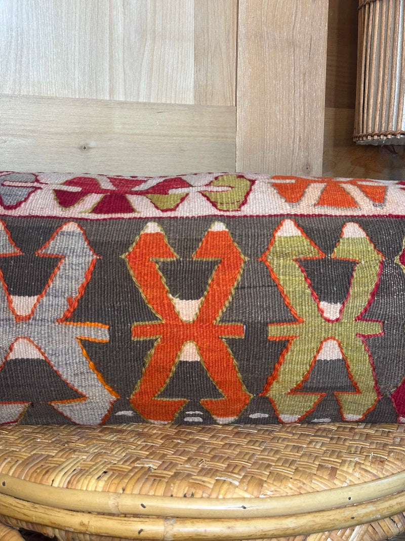 12 by 36 colorful geometric turkish lumbar decorative pillow