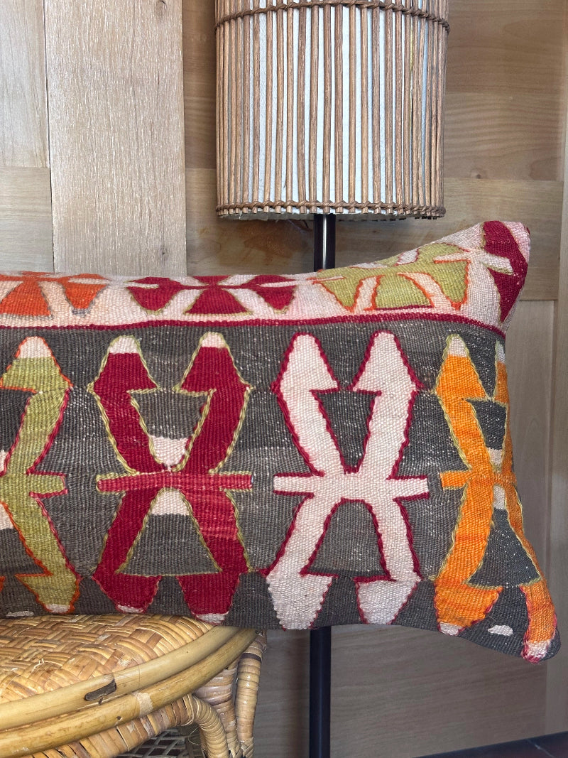 12 by 36 colorful geometric turkish lumbar decorative pillow