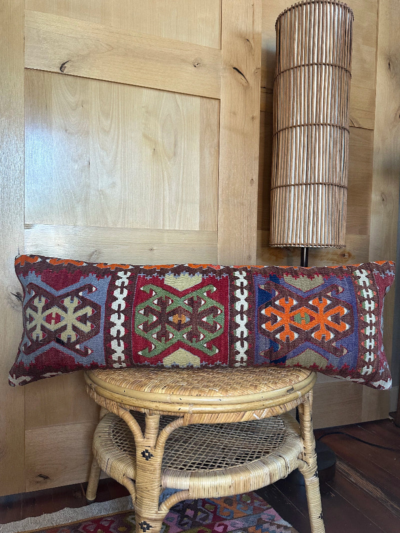12 by 36 colorful geometric turkish lumbar pillow