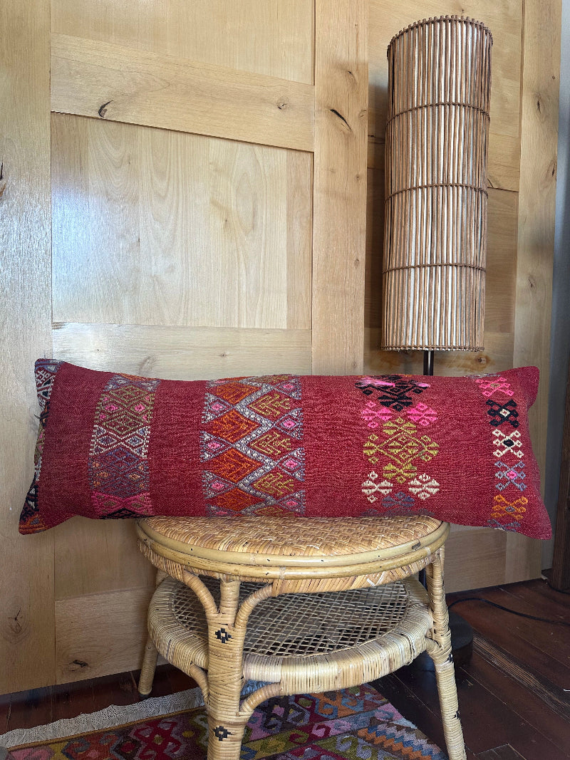 12 by 36 colorful geometric turkish decorative lumbar pillow