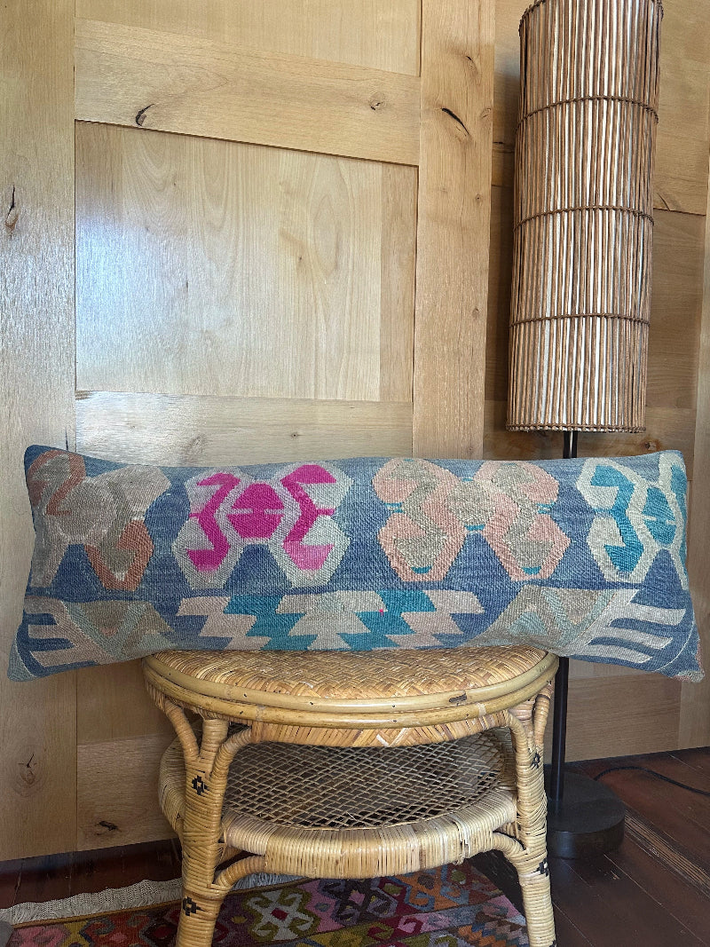 12 by 36 colorful geometric turkish decorative lumbar pillow