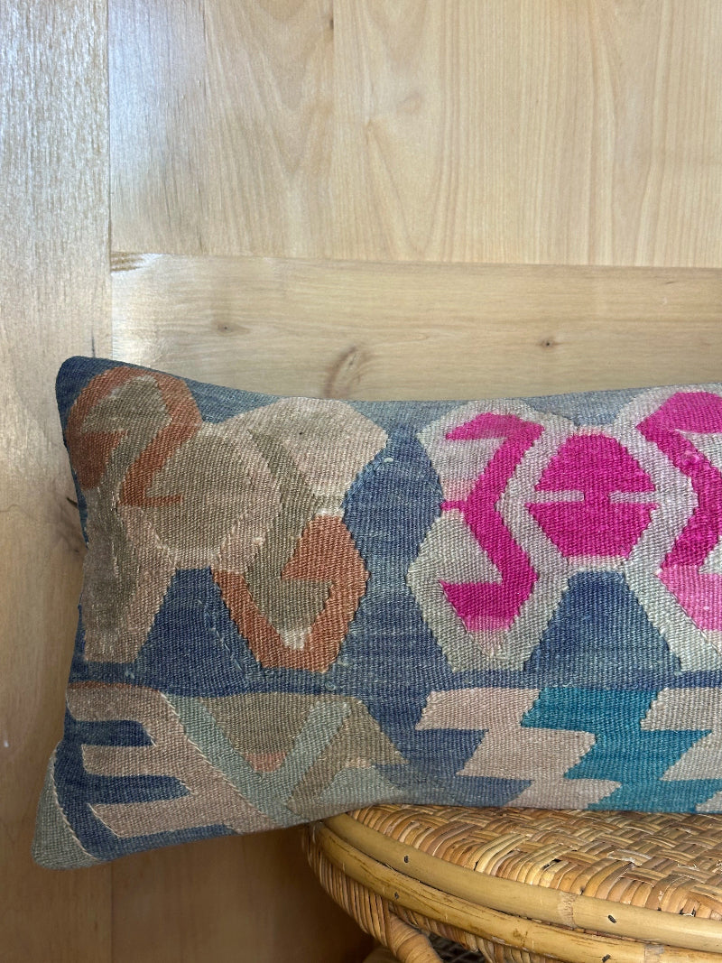 12 by 36 colorful geometric turkish decorative lumbar pillow