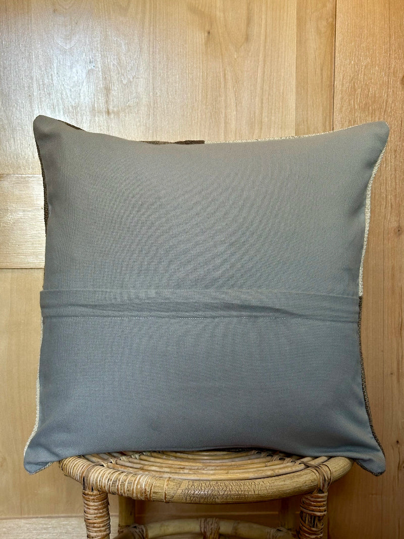 20 by 20 neutral checkered kilim throw pillow