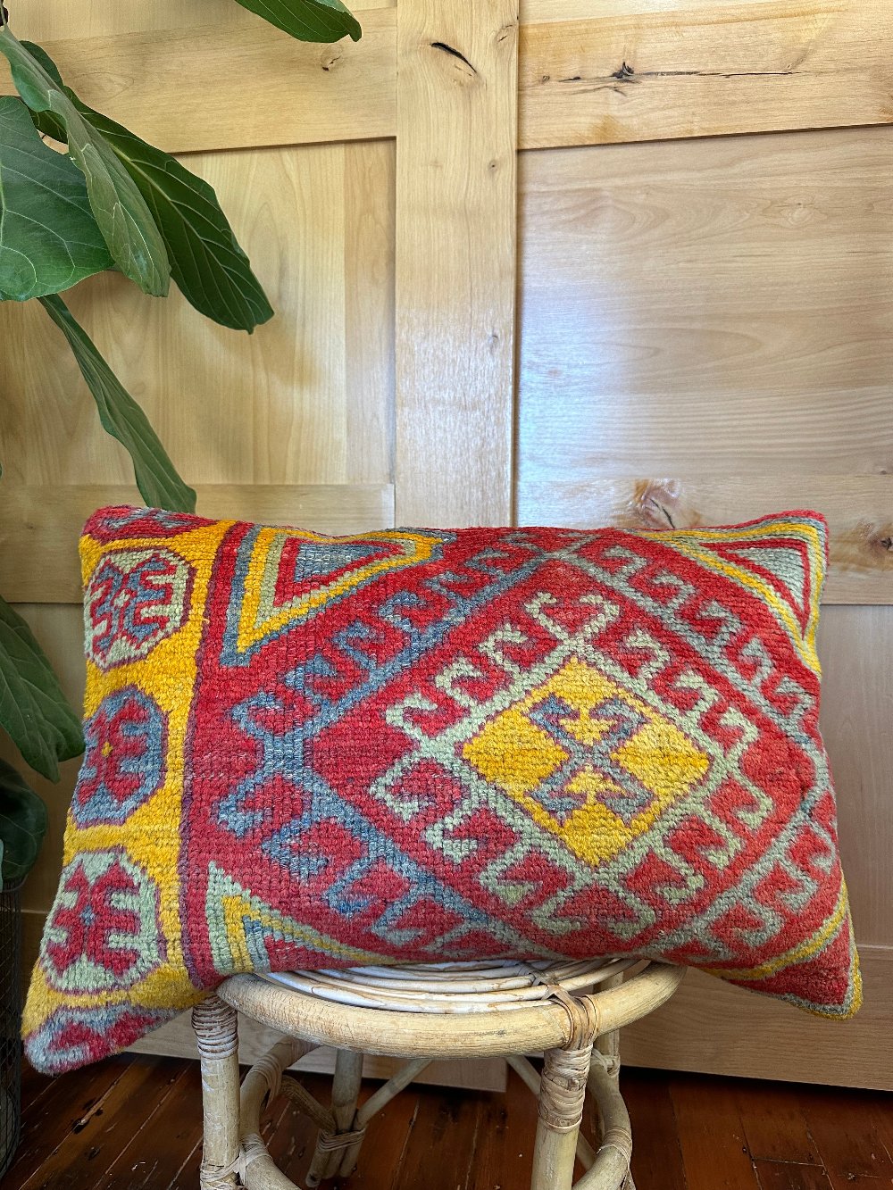 16 x 24 Red Geometric Turkish Lumbar Pillow