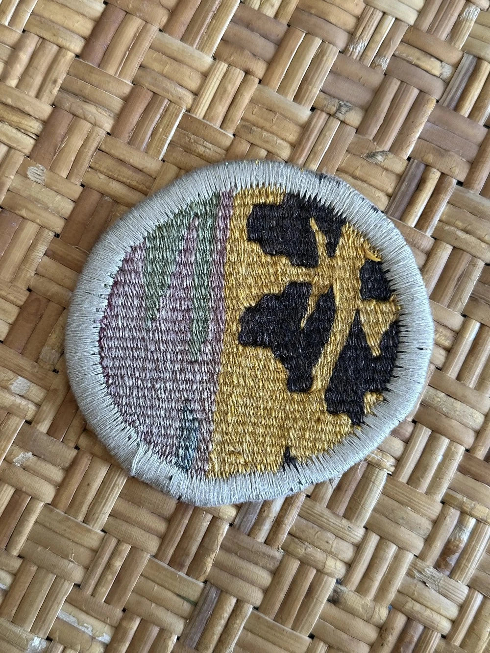 Upcycled Turkish coaster fabric coaster set featuring a colorful and geometric floral pattern measuring 3.75 inches
