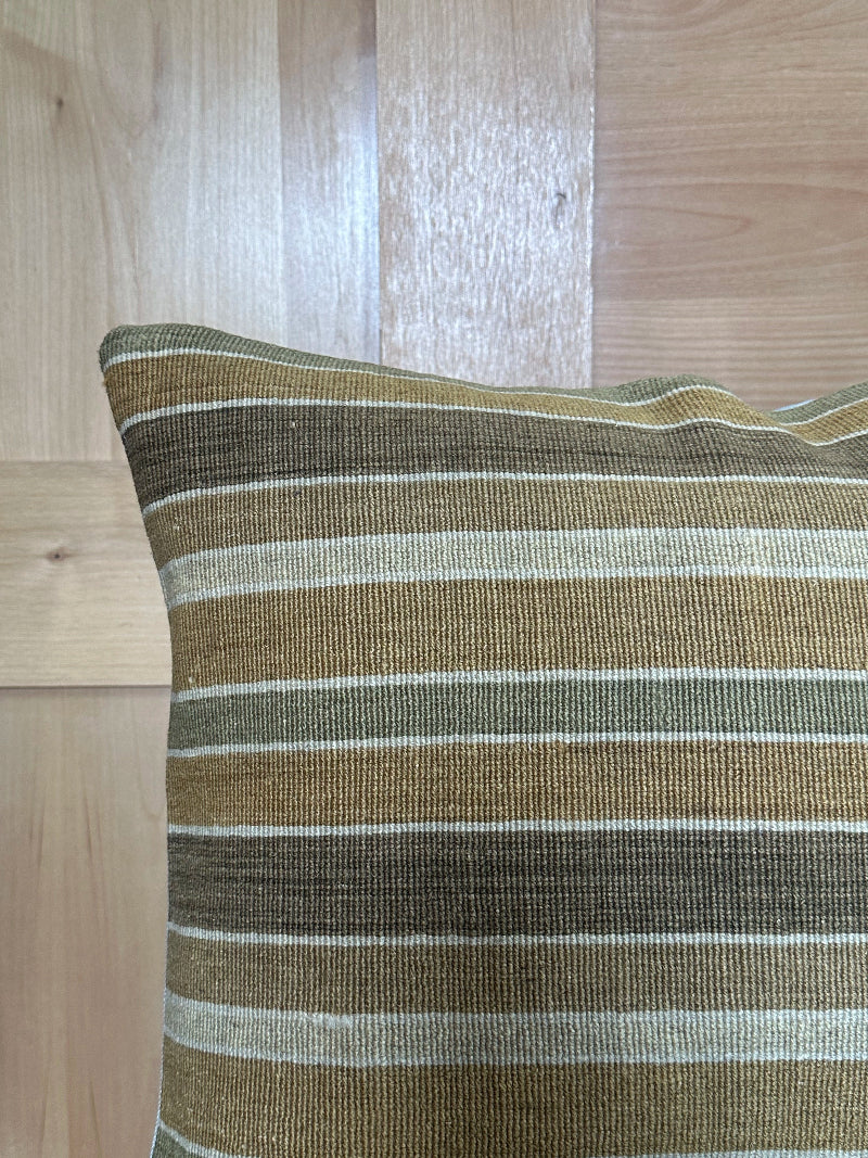 Neutral striped Turkish kilim 20 by 20 throw pillow
