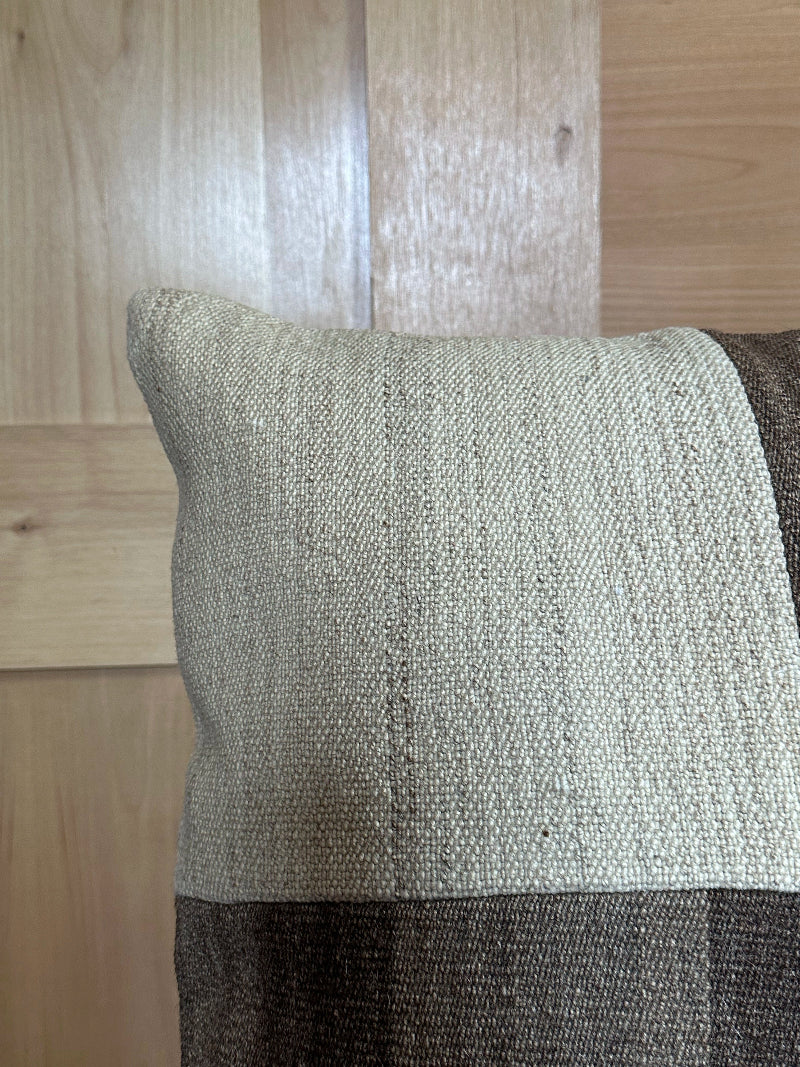 20 by 20 neutral checkered kilim throw pillow