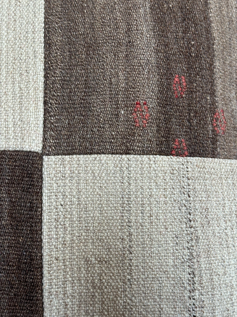 20 by 20 neutral checkered kilim throw pillow