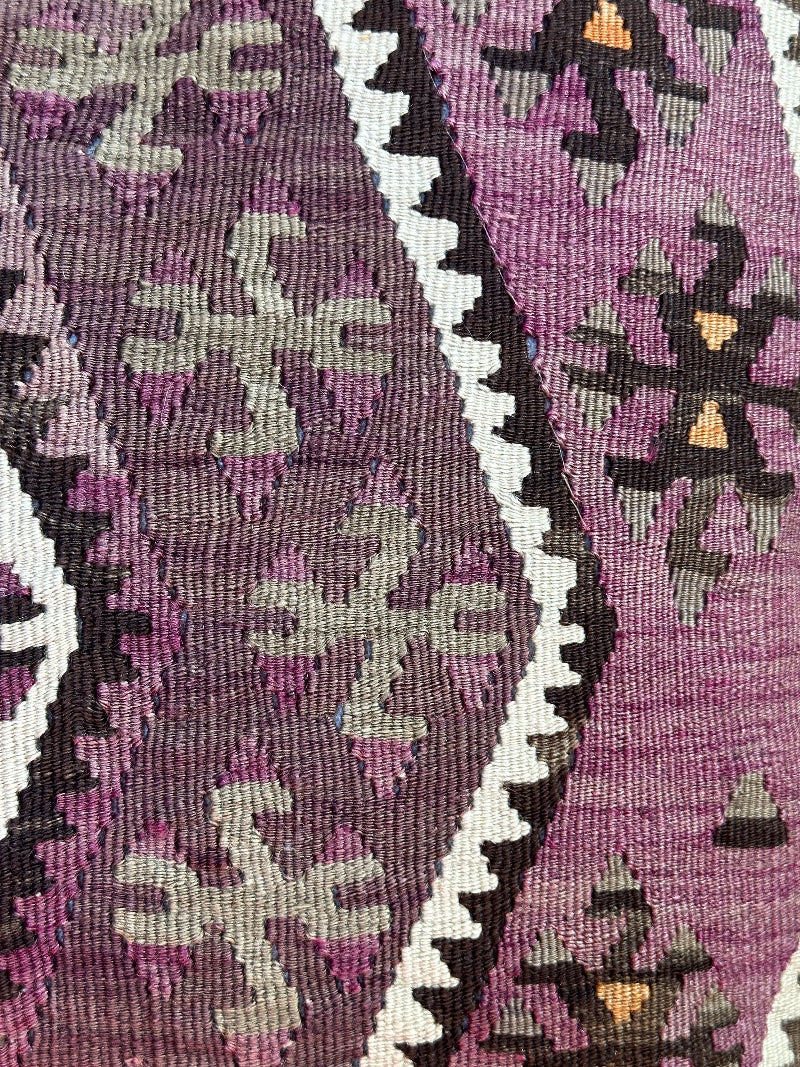 20 by 20 purple geometric Turkish Kilim throw pillow