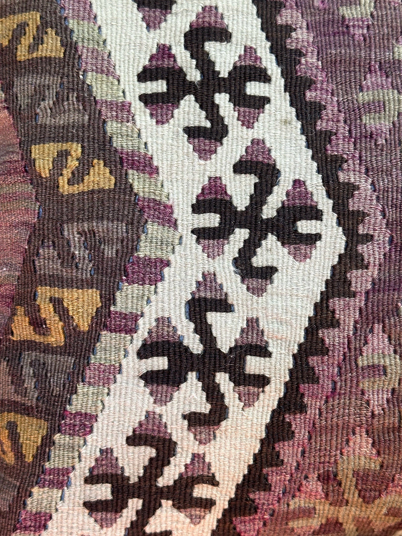 20 by 20 purple geomatric turkish kilim throw pillow