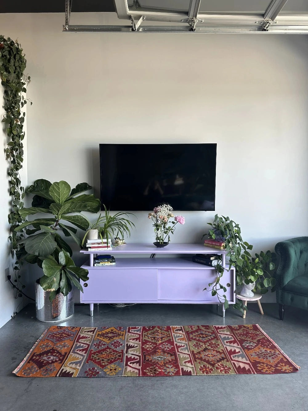 6 by 2.5 small colorful Turkish kilim runner featuring multicolored stripes around 12 inches wide and many different geometric patterns throughout