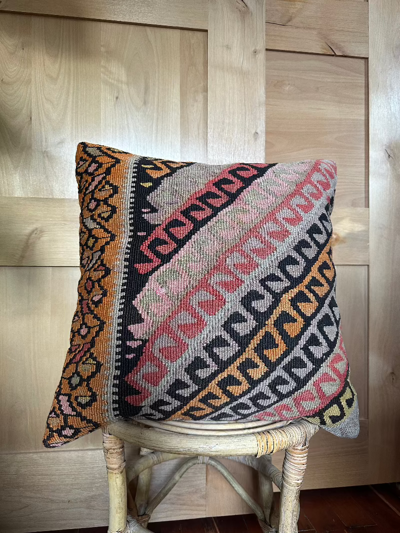 Funky Geometric Turkish Throw Pillow, 20 x 20