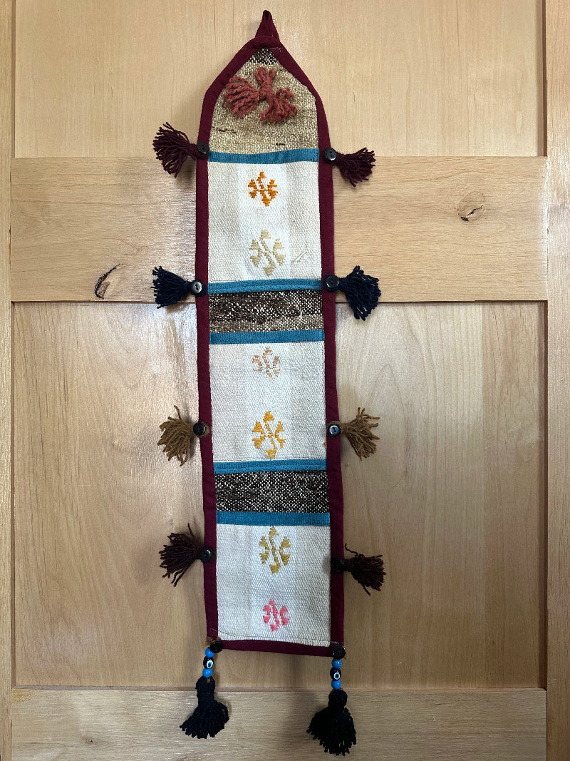 Colorful Turkish Kilim 3-Pocket Wall Organizer – Handmade Hanging Storage for Mail, Keys, or Accessories – Boho Entryway and Home Office Decor