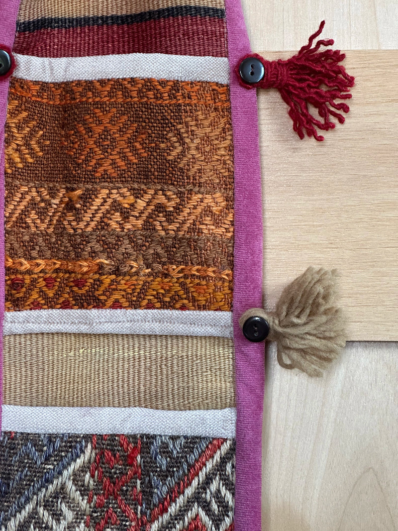 Colorful Turkish Kilim 3-Pocket Wall Organizer – Handmade Hanging Storage for Mail, Keys, or Accessories – Boho Entryway and Home Office Decor