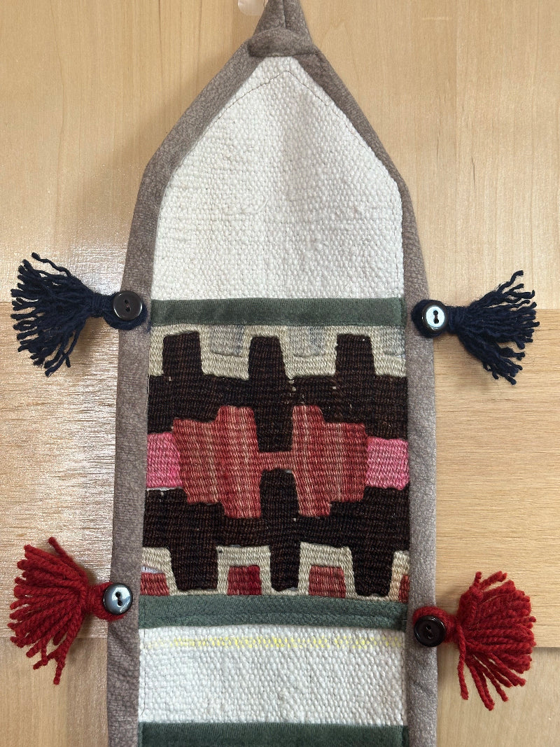 Colorful Turkish Kilim 3-Pocket Wall Organizer – Handmade Hanging Storage for Mail, Keys, or Accessories – Boho Entryway and Home Office Decor