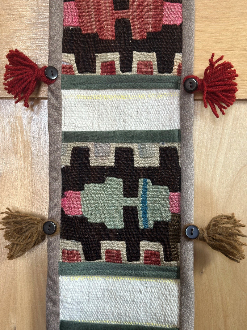 Colorful Turkish Kilim 3-Pocket Wall Organizer – Handmade Hanging Storage for Mail, Keys, or Accessories – Boho Entryway and Home Office Decor