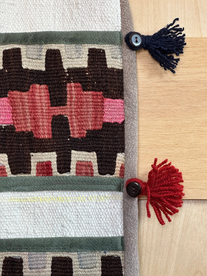 Colorful Turkish Kilim 3-Pocket Wall Organizer – Handmade Hanging Storage for Mail, Keys, or Accessories – Boho Entryway and Home Office Decor