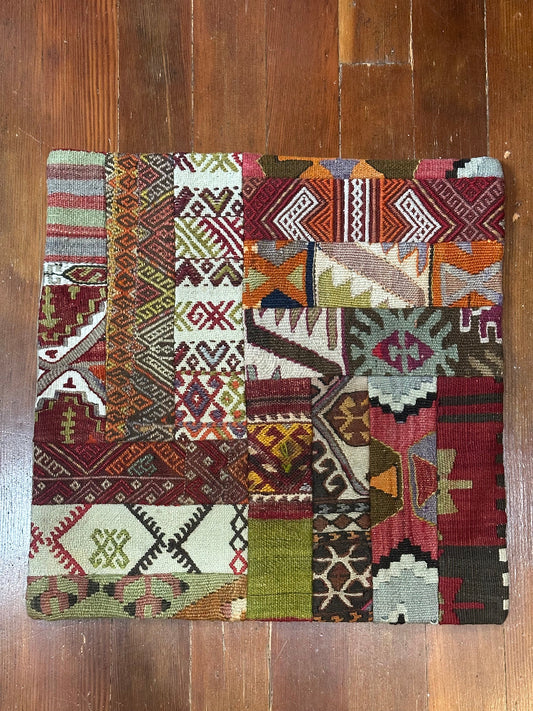 Turkish colorful patchwork pillowcase 20 by 20 inches