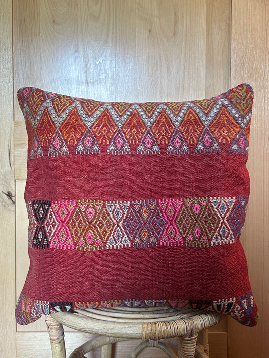 20 by 20 colorful embroidered turkish kilim throw pillow