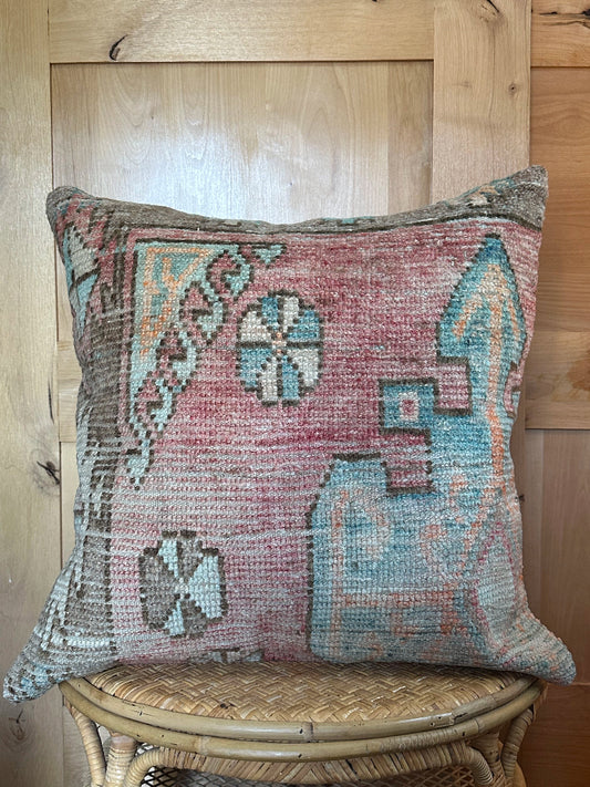 26 by 26 pile pink and blue soft throw pillow