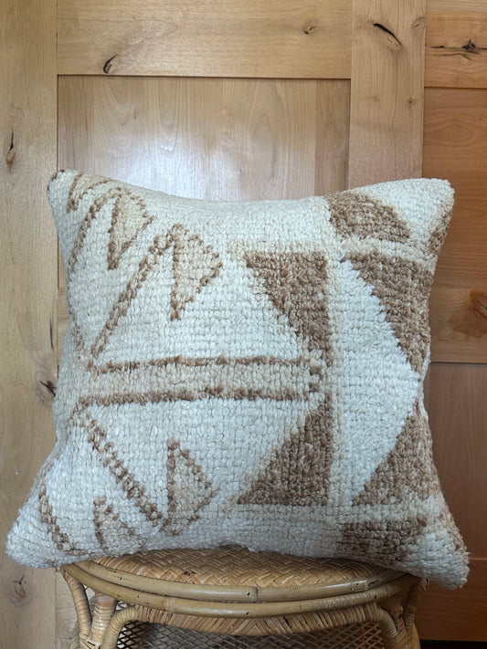 26 by 26 neutral cream and brown turkish high pile throw pillow