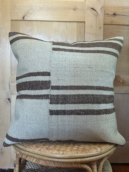 24 by 24 neutral patchwork turkish kilim throw pillow