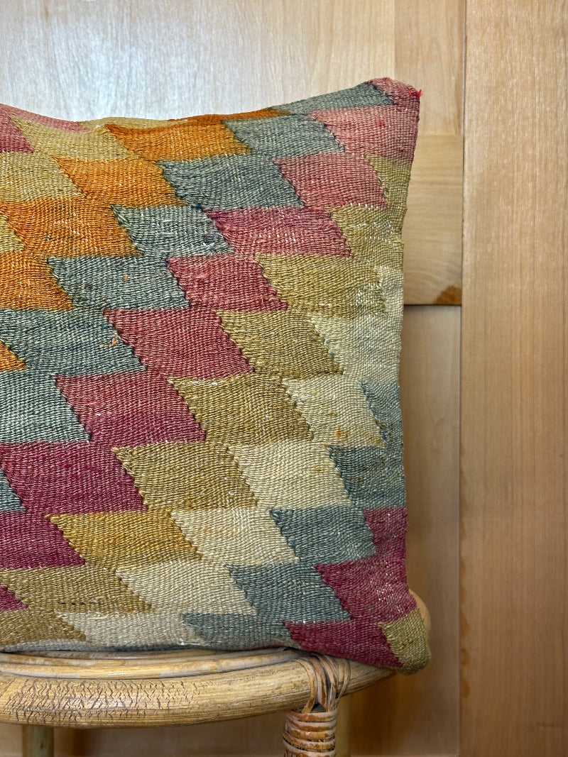 16 by 16 colorful geometric turkish kilim throw pillow