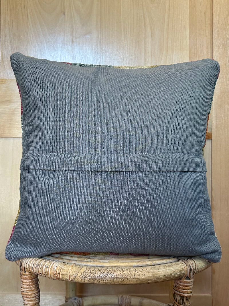16 by 16 colorful geometric turkish kilim throw pillow