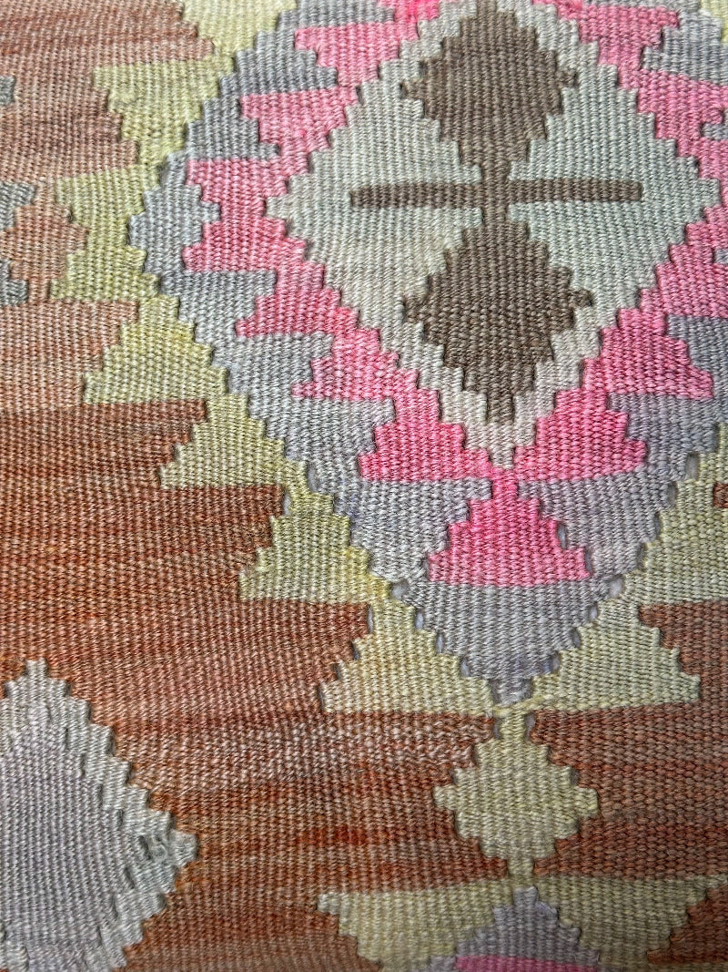 16 by 16 pastel geometric turkish kilim throw pillow