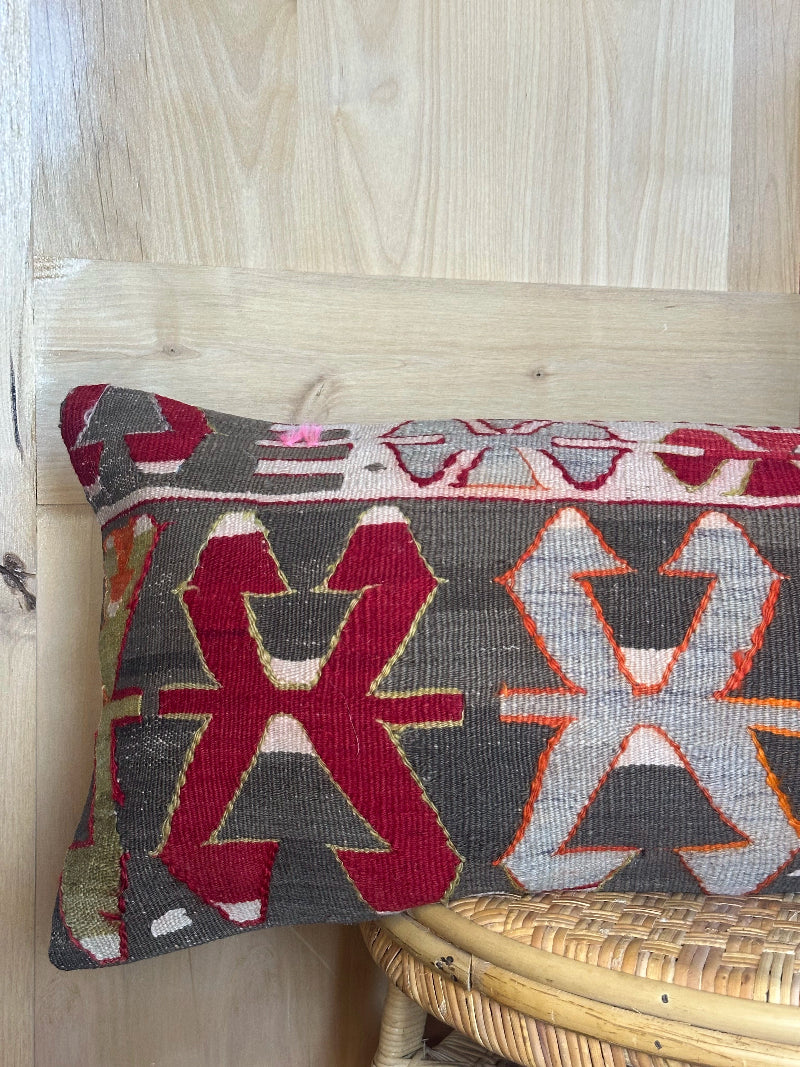 12 by 36 colorful geometric turkish lumbar decorative pillow