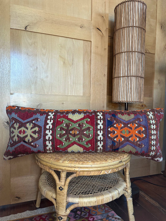 12 by 36 colorful geometric turkish lumbar pillow