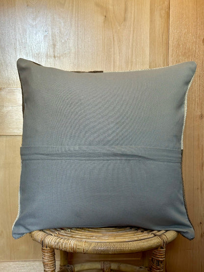20 by 20 neutral checkered kilim throw pillow