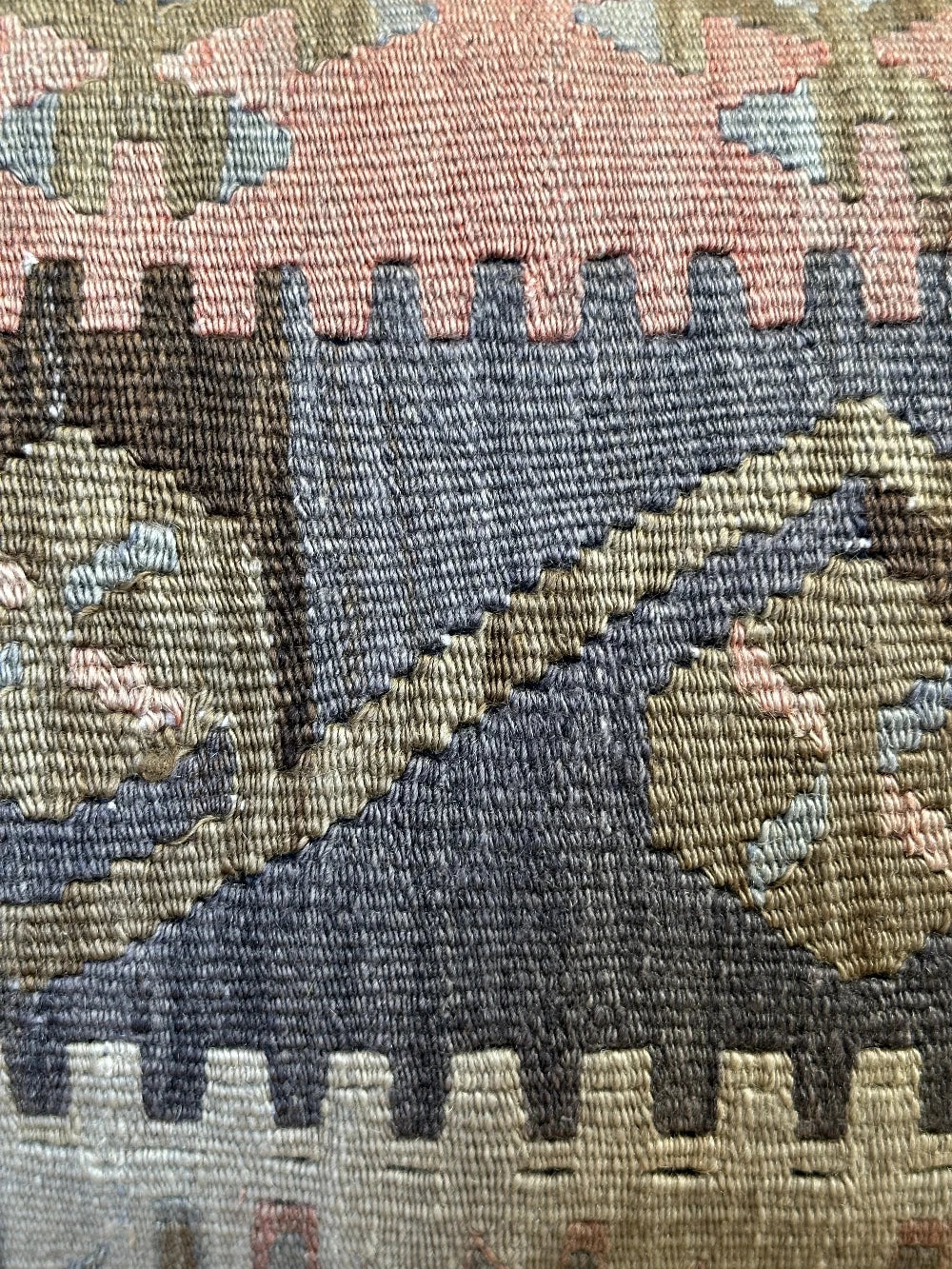 12 x 20 Neutral Turkish Kilim Lumbar Pillow, P-0088